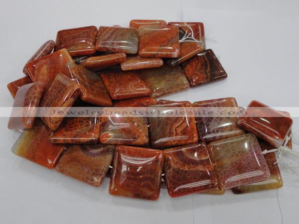 CAG646 15.5 inches 40mm square natural fire agate beads wholesale