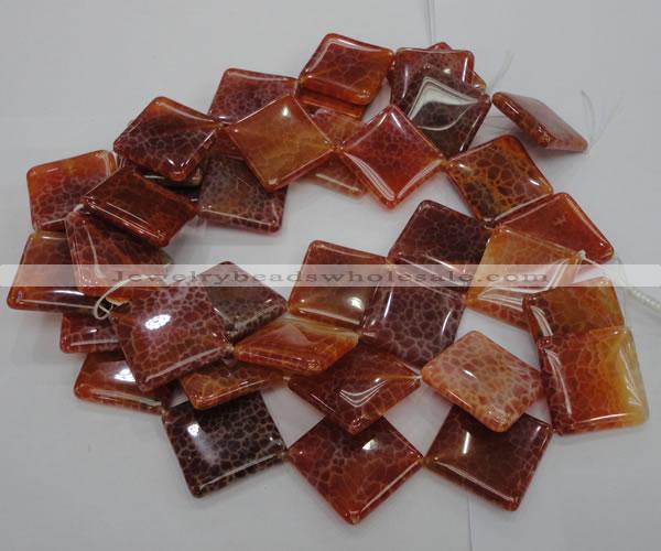 CAG647 15.5 inches 30*30mm rhombic natural fire agate beads