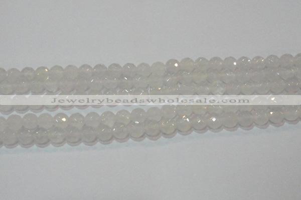 CAG6513 15.5 inches 10mm faceted round Brazilian white agate beads