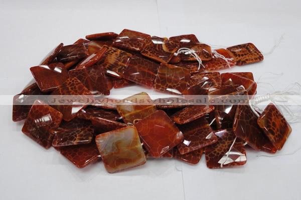 CAG652 15.5 inches 30*30mm faceted square natural fire agate beads