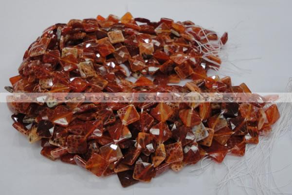 CAG654 15.5 inches 10*10mm faceted rhombic natural fire agate beads