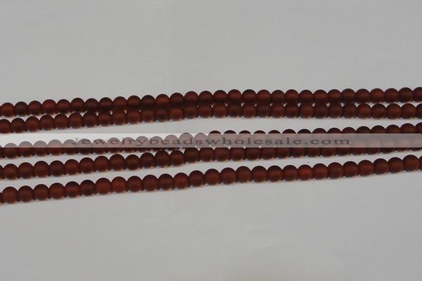 CAG6551 15.5 inches 5mm round matte red agate beads wholesale