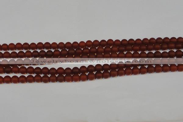 CAG6552 15.5 inches 6mm round matte red agate beads wholesale