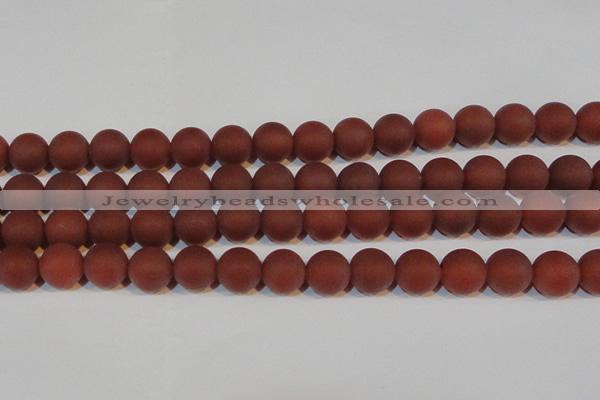 CAG6556 15.5 inches 12mm round matte red agate beads wholesale