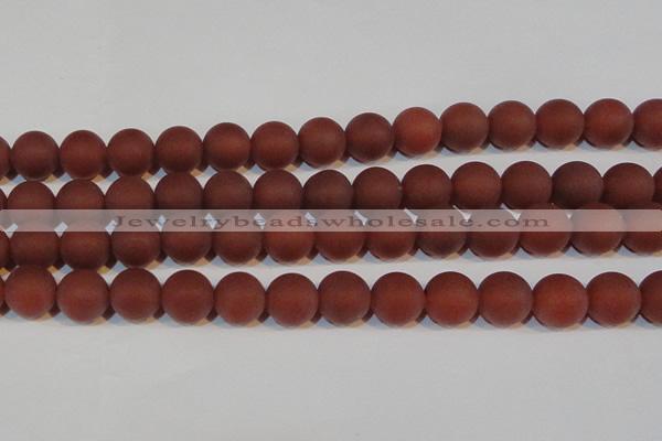 CAG6557 15.5 inches 14mm round matte red agate beads wholesale