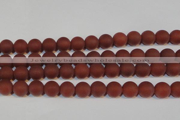 CAG6559 15.5 inches 18mm round matte red agate beads wholesale