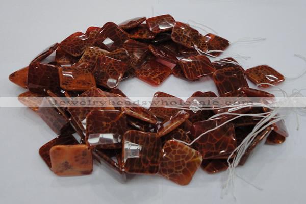 CAG656 15.5 inches 18*18mm faceted rhombic natural fire agate beads