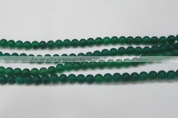 CAG6568 15.5 inches 7mm round matte green agate beads wholesale