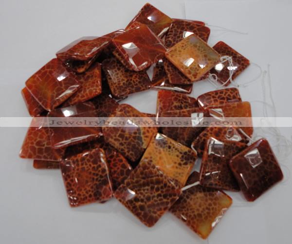 CAG659 15.5 inches 40*40mm faceted rhombic natural fire agate beads