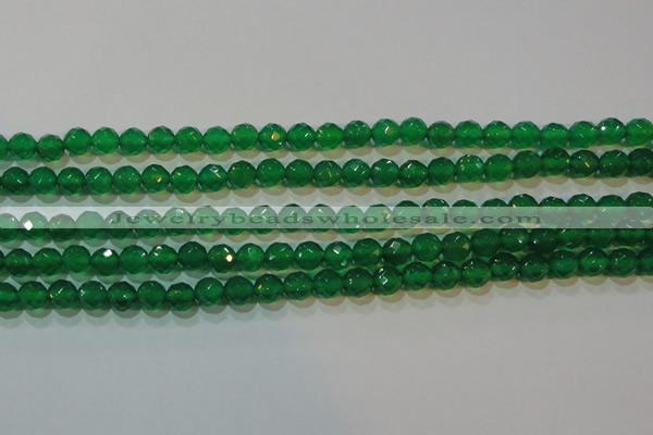 CAG6611 15.5 inches 4mm faceted round green agate gemstone beads