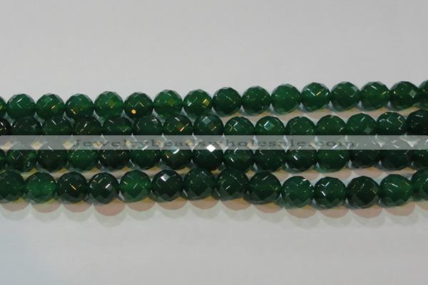 CAG6616 15.5 inches 14mm faceted round green agate gemstone beads