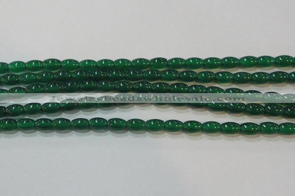 CAG6622 15.5 inches 6*9mm rice green agate gemstone beads