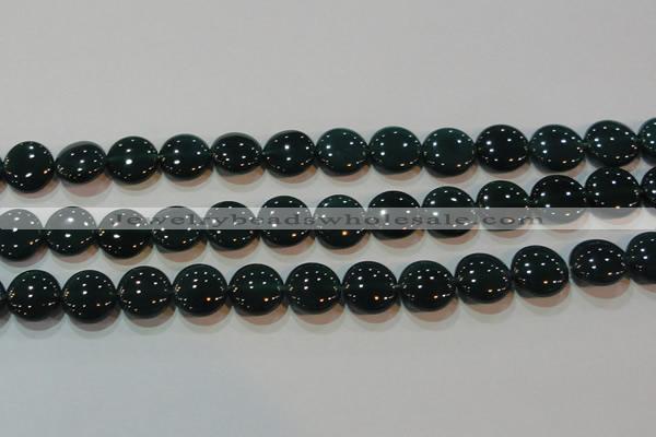 CAG6632 15.5 inches 13mm flat round green agate gemstone beads