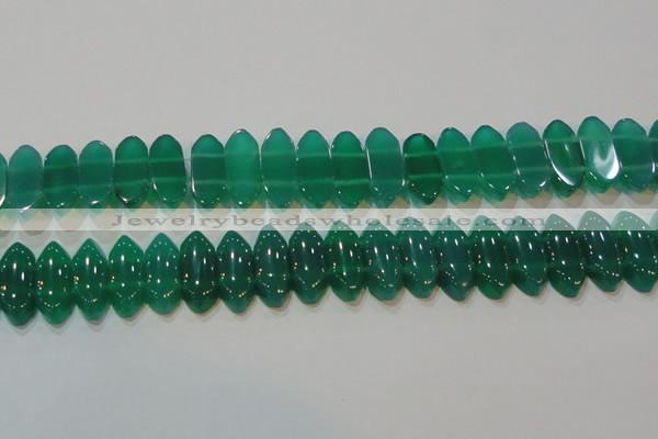 CAG6640 15.5 inches 8*20mm marquise double drilled green agate beads