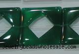 CAG6642 15.5 inches 25*25mm square green agate gemstone beads