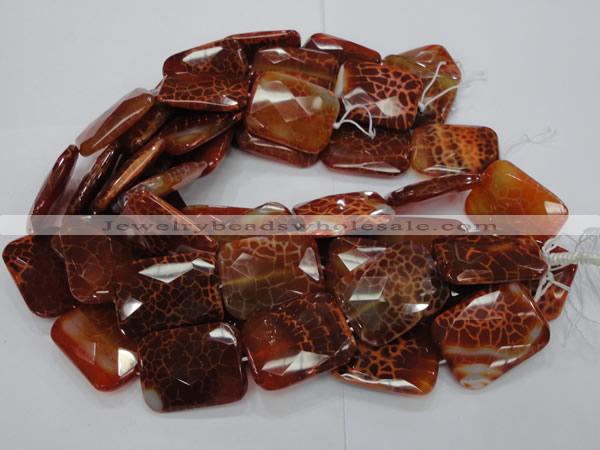 CAG665 15.5 inches 22*30mm faceted rectangle natural fire agate beads