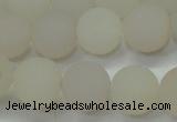 CAG6681 15 inches 10mm round white pilates agate beads