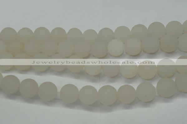 CAG6684 15 inches 16mm round white pilates agate beads