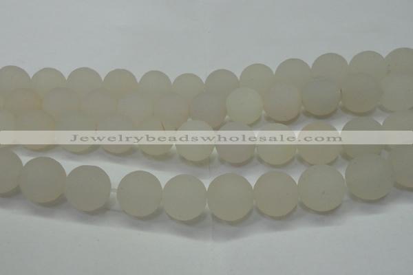 CAG6685 15 inches 18mm round white pilates agate beads