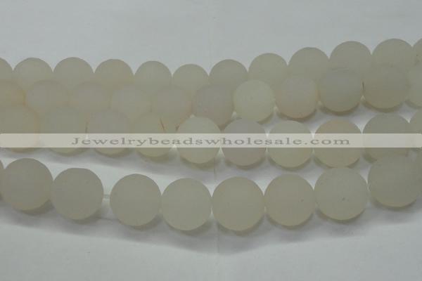 CAG6686 15 inches 18mm round white pilates agate beads