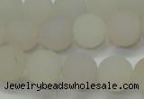 CAG6687 15 inches 8mm round white pilates agate beads