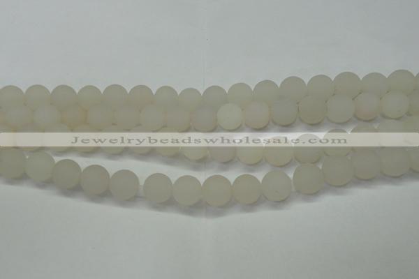 CAG6687 15 inches 8mm round white pilates agate beads