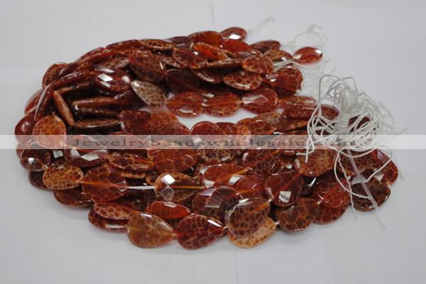 CAG671 15.5 inches 18*25mm faceted flat teardrop natural fire agate beads