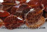 CAG672 15.5 inches 20*30mm faceted flat teardrop natural fire agate beads