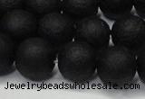 CAG6740 15 inches 8mm round black pilates agate beads