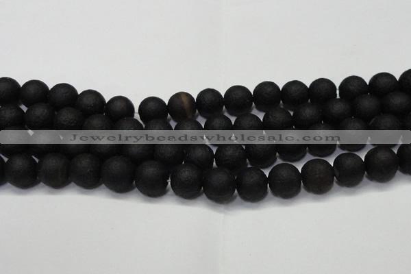 CAG6741 15 inches 10mm round black pilates agate beads