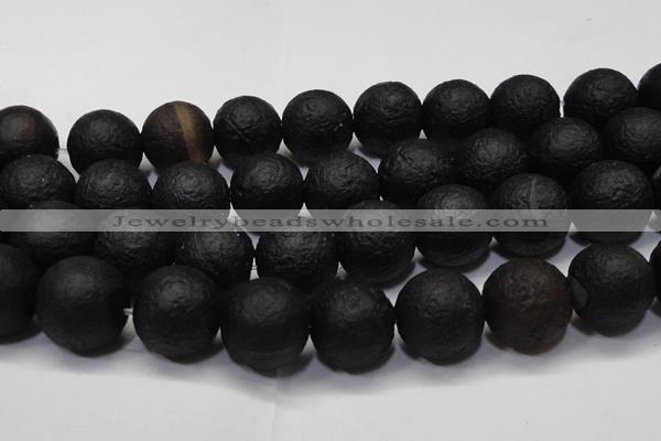 CAG6746 15 inches 20mm round black pilates agate beads