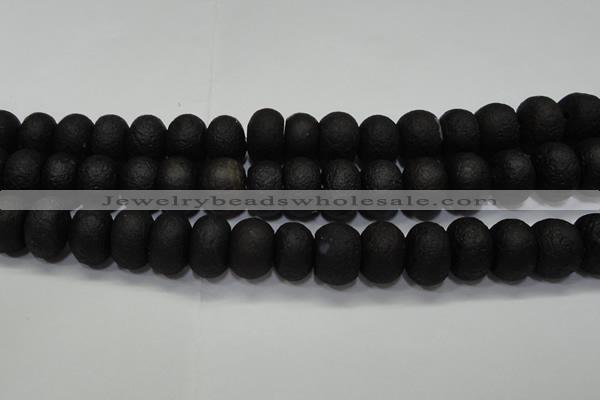 CAG6748 15 inches 10*14mm rondelle black pilates agate beads