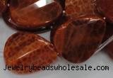 CAG676 15.5 inch 23*30mm faceted teardrop twisted natural fire agate beads