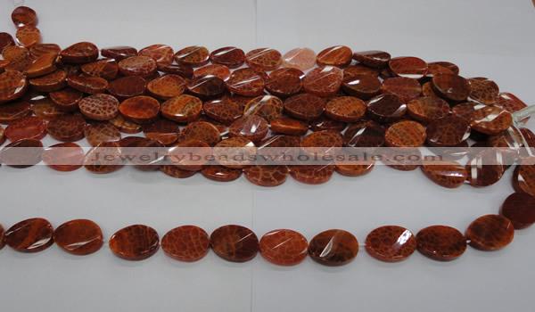 CAG677 15.5 inches 13*18mm twisted oval natural fire agate beads