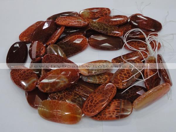 CAG681 15.5 inches 25*50mm faceted freeform natural fire agate beads