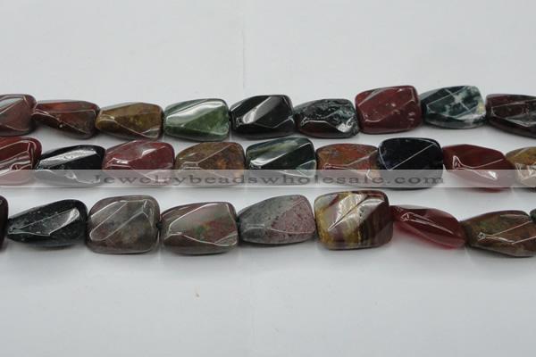 CAG6814 15.5 inches 16*22mm faceted & twisted rectangle Indian agate beads