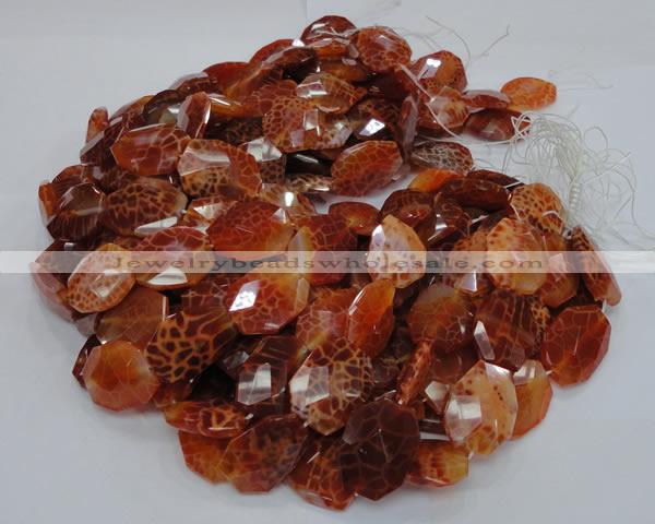 CAG682 15.5 inches 22*30mm faceted freeform natural fire agate beads