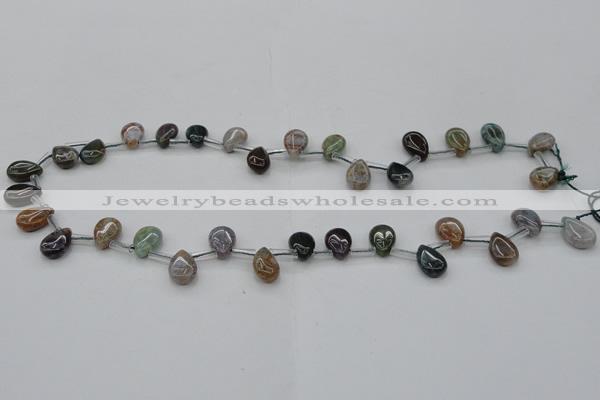 CAG6838 Top drilled 8*12mm flat teardrop Indian agate beads