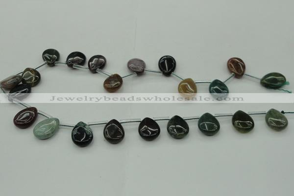 CAG6841 Top drilled 13*18mm flat teardrop Indian agate beads