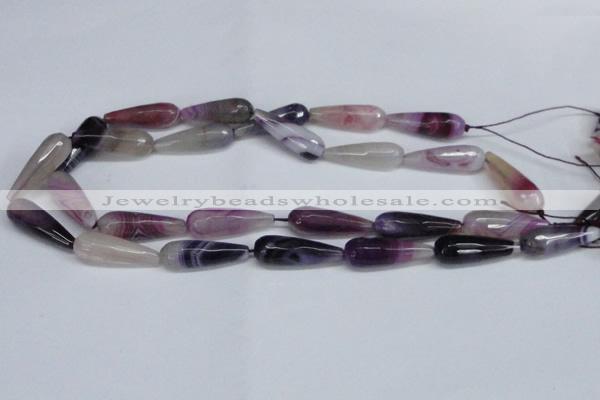 CAG6892 15.5 inches 10*30mm faceted teardrop line agate beads