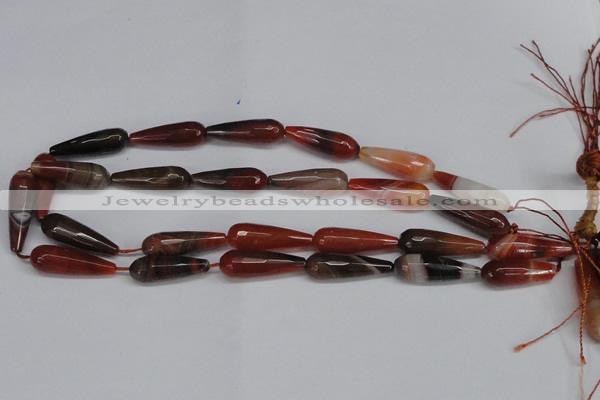 CAG6893 15.5 inches 10*30mm faceted teardrop line agate beads