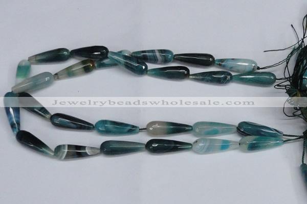 CAG6894 15.5 inches 10*30mm faceted teardrop line agate beads