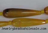 CAG6900 15.5 inches 10*40mm faceted teardrop line agate beads