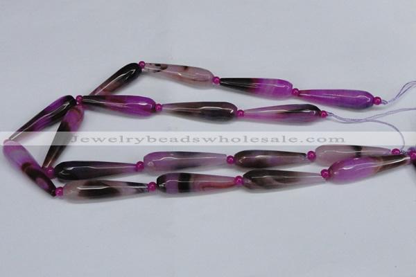 CAG6902 15.5 inches 10*40mm faceted teardrop line agate beads