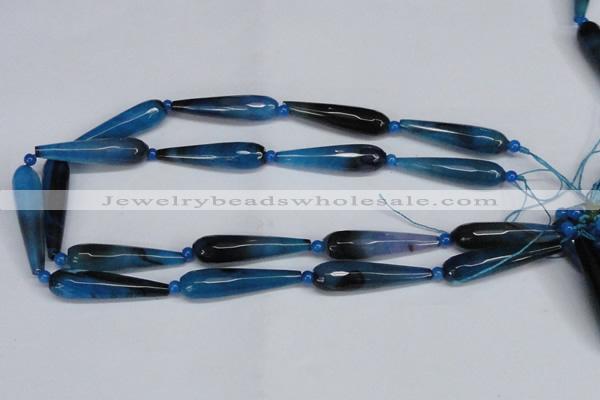 CAG6905 15.5 inches 10*40mm faceted teardrop line agate beads