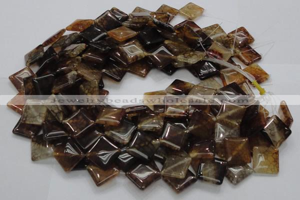 CAG691 15.5 inches 20*20mm rhombic dragon veins agate beads