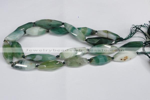 CAG6912 15.5 inches 13*35mm - 15*45mm faceted rice line agate beads