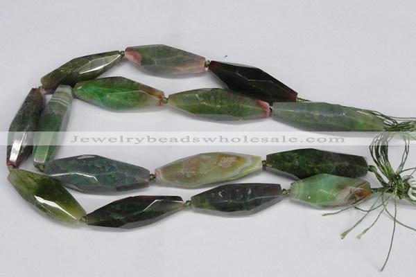 CAG6913 15.5 inches 14*45mm - 16*52mm faceted rice line agate beads