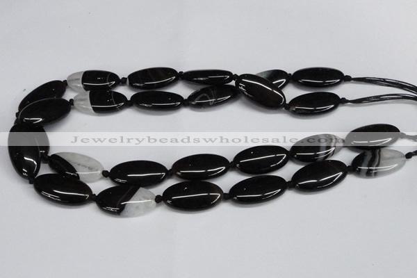 CAG6920 15.5 inches 15*30mm oval black line agate beads