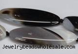 CAG6922 15.5 inches 20*55mm oval black line agate beads